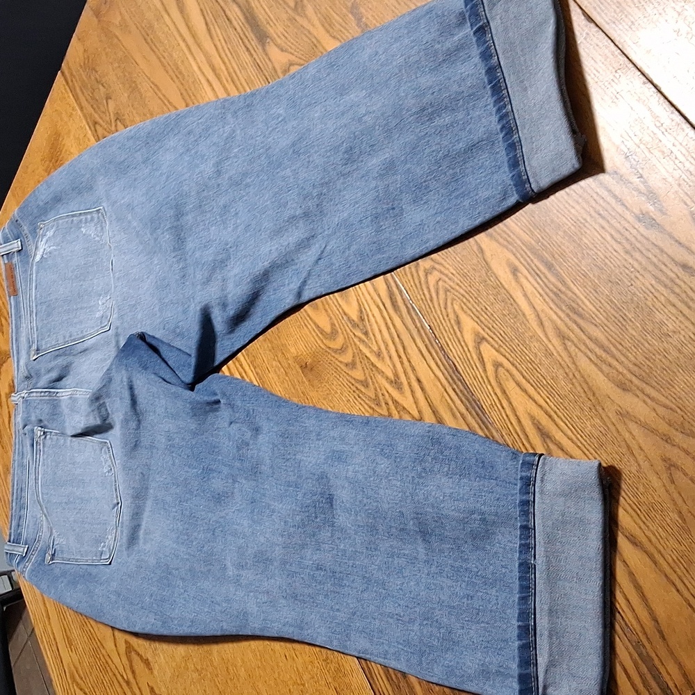 JUDY BLUE Jeans Women 16W BLUE BOYFRIEND FIT CUFFED CUFF Distresseed Preowned - Picture 8 of 8